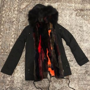 AQUA Multi-Color Fur Reversible Anorak Jacket